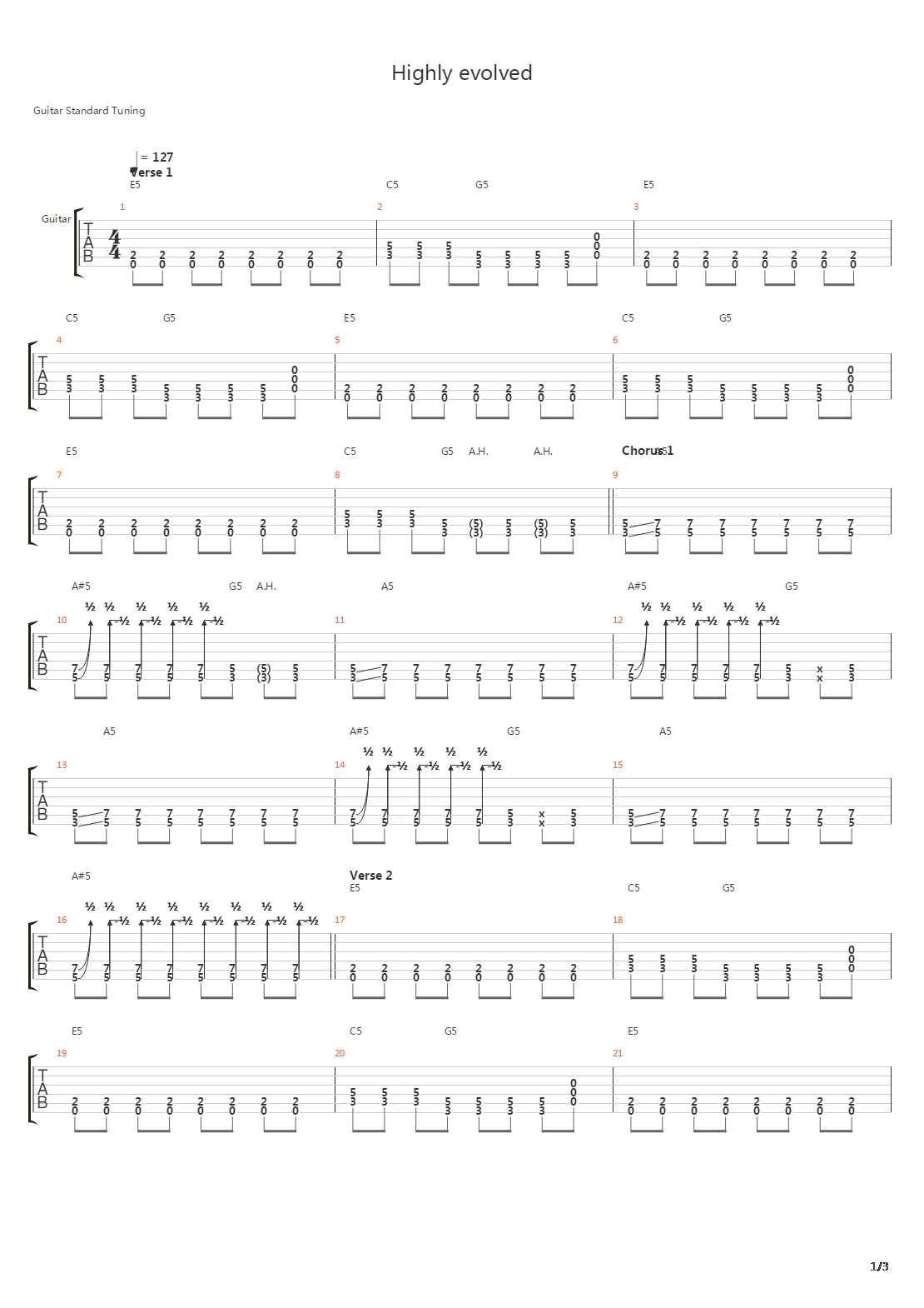 Highly Evolved吉他谱