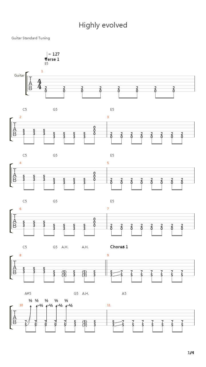 Highly Evolved吉他谱