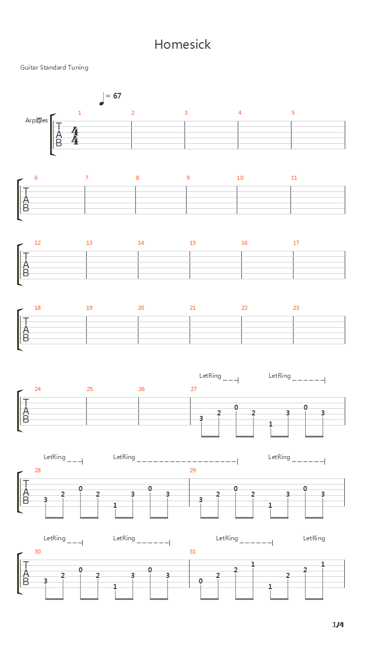 Homesick吉他谱