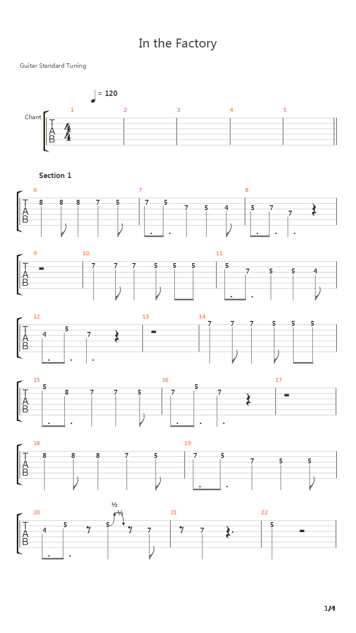 In the factory吉他谱