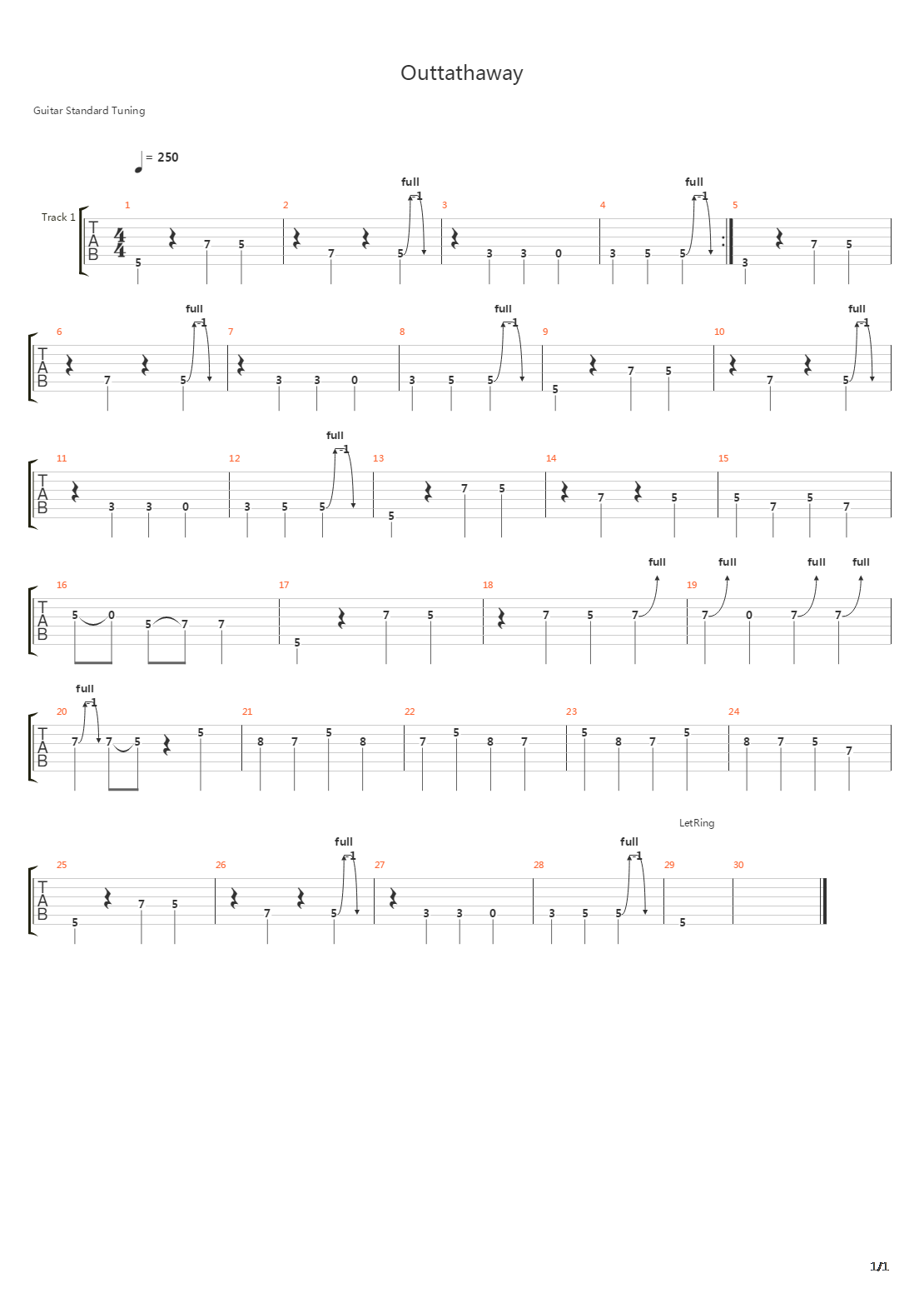 Outtathaway (solo)吉他谱