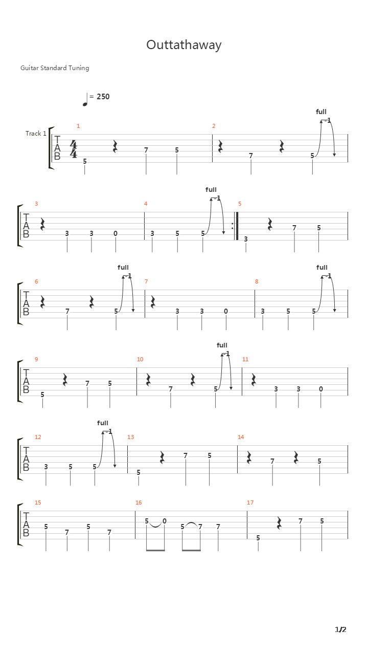 Outtathaway (solo)吉他谱