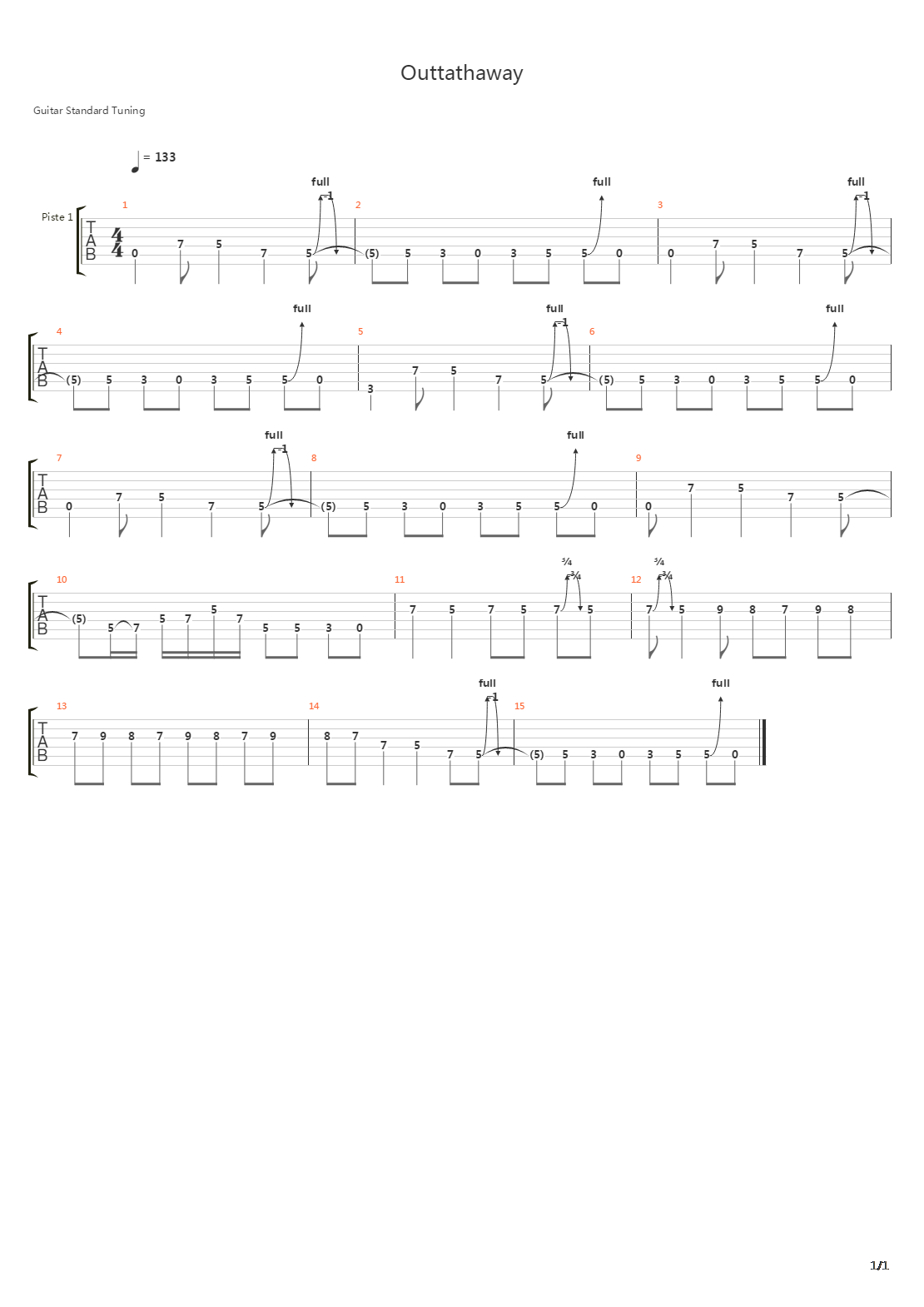 Outtathaway (solo)吉他谱