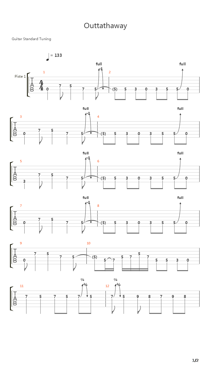 Outtathaway (solo)吉他谱