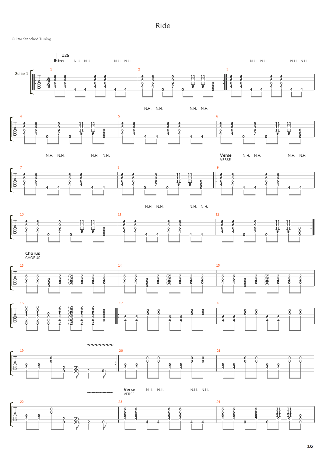 Ride吉他谱