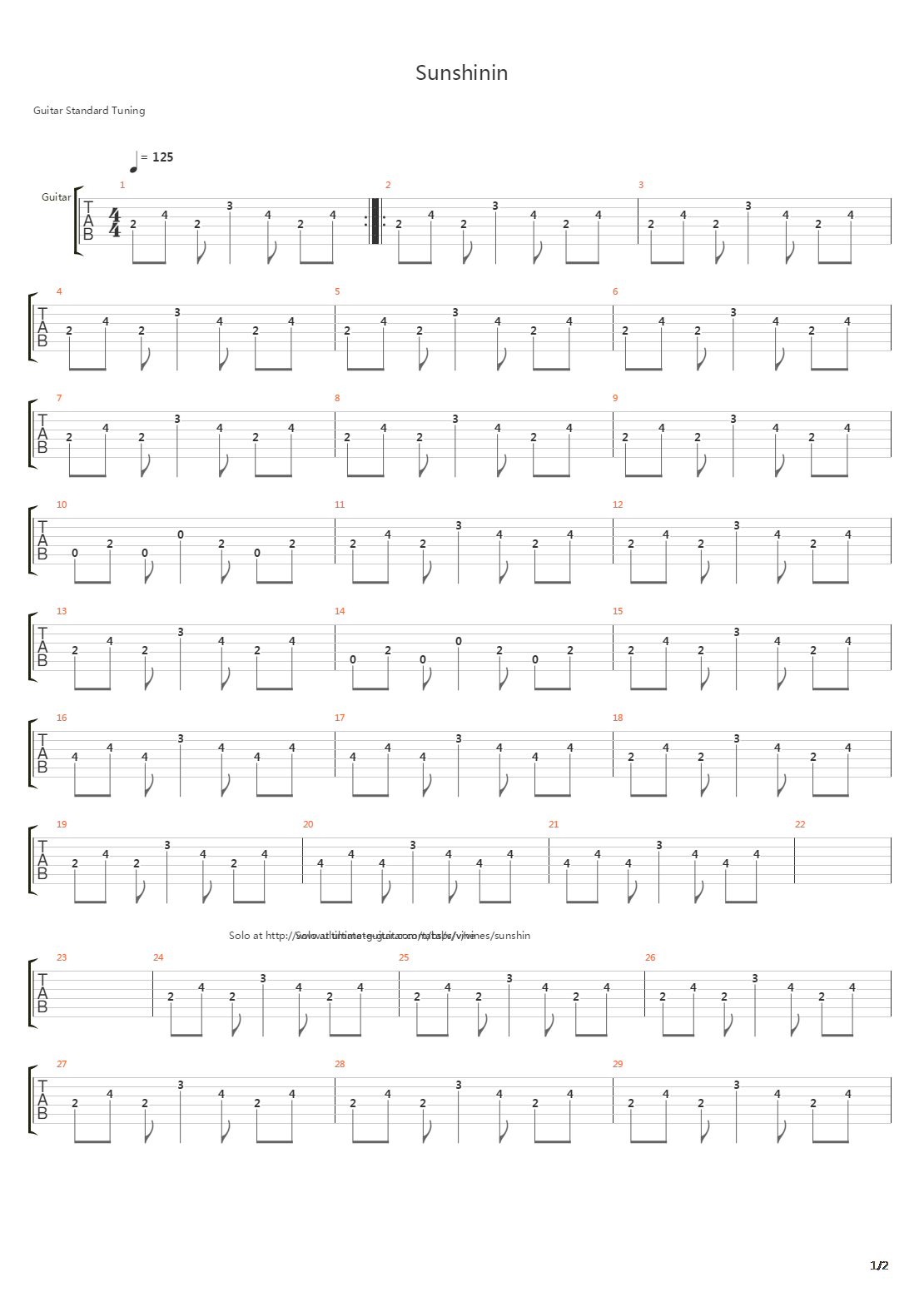 Sunshinin'吉他谱