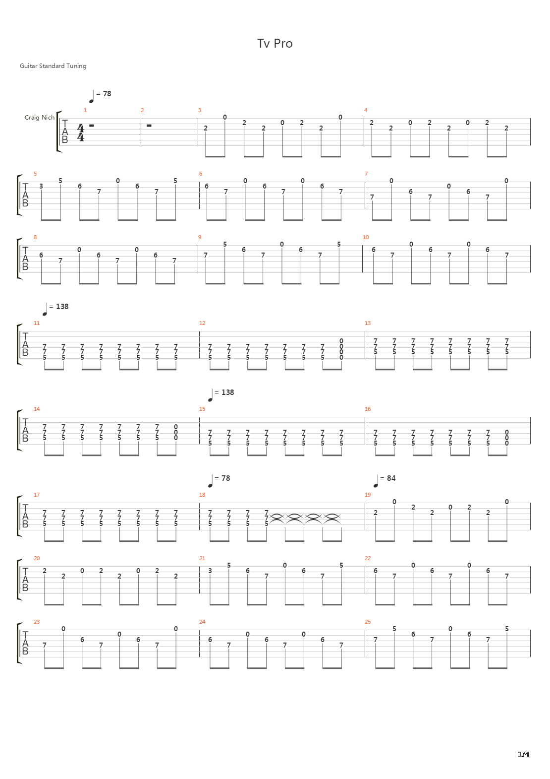 Tv Pro吉他谱