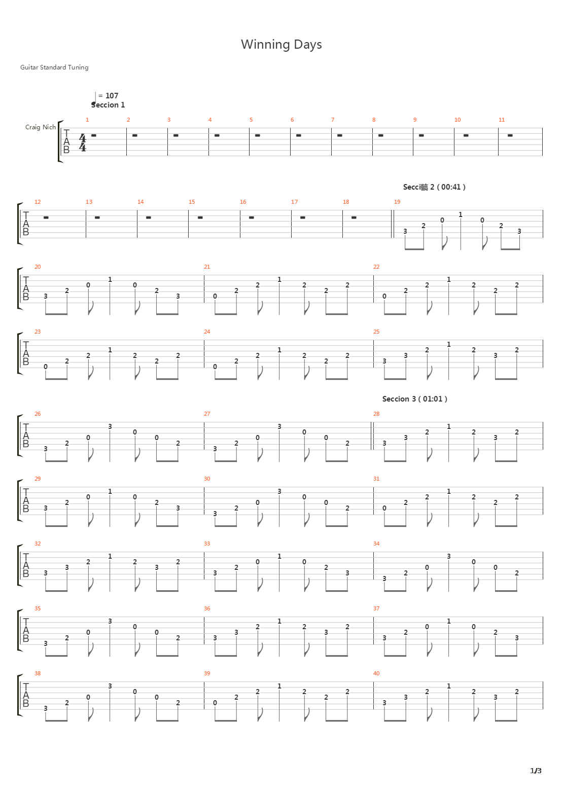 Winning Days吉他谱