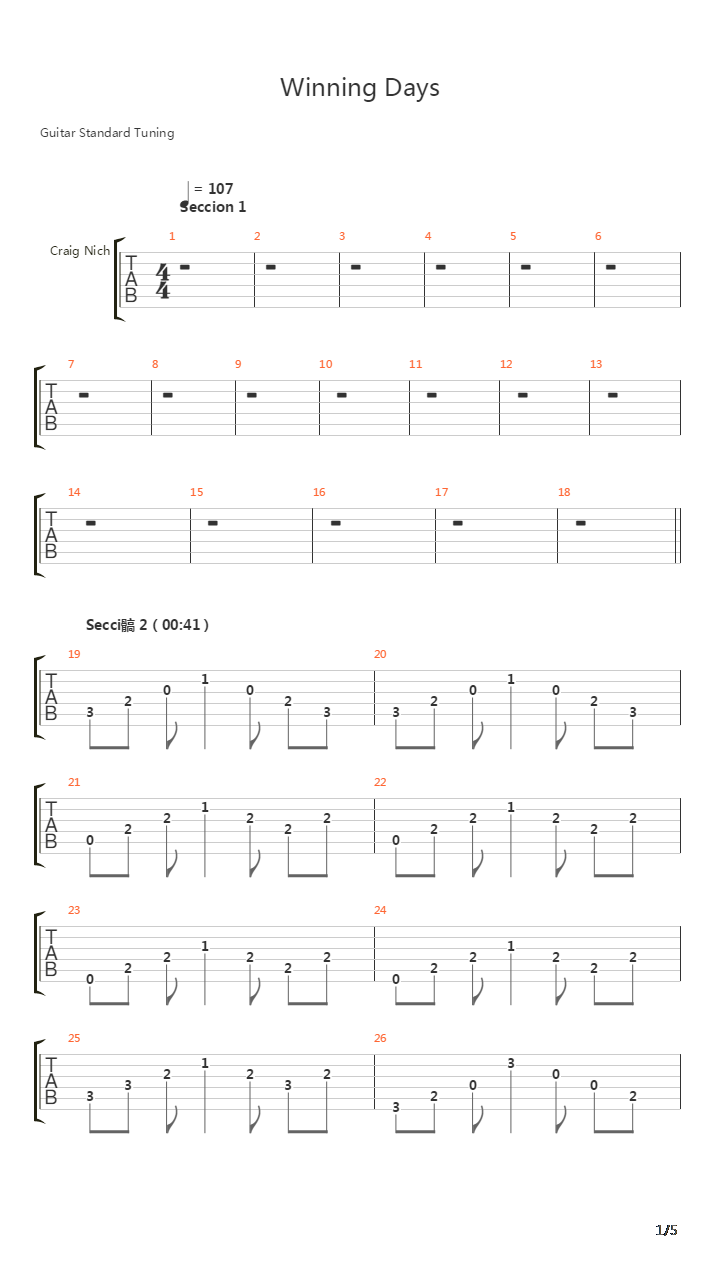 Winning Days吉他谱