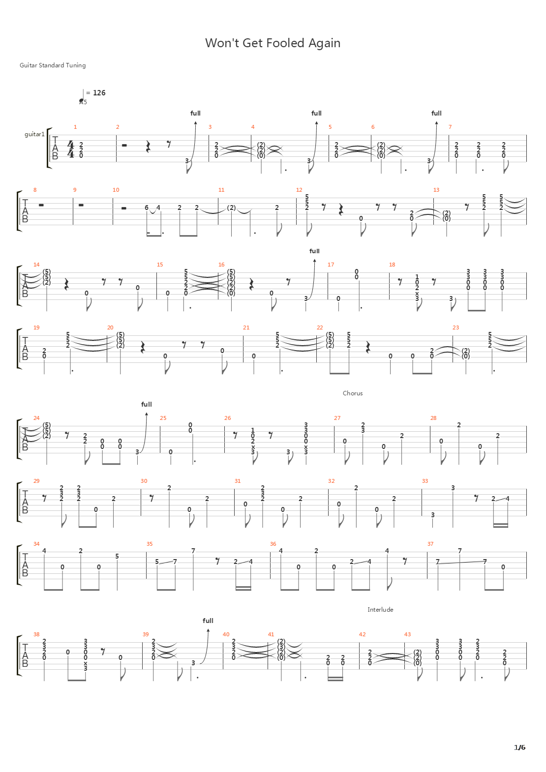 Won't Get Fooled Again吉他谱