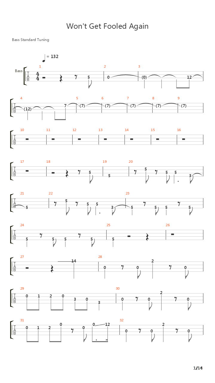Won't Get Fooled Again (Live)吉他谱