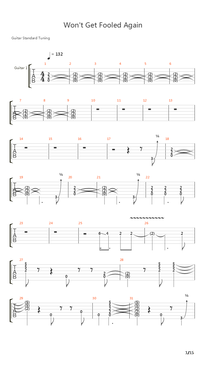 Won't Get Fooled Again吉他谱