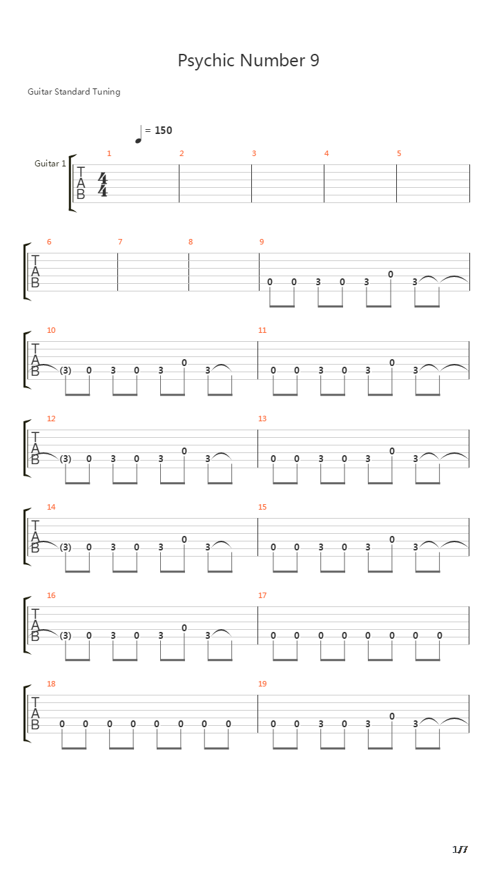 Psychic Number 9吉他谱