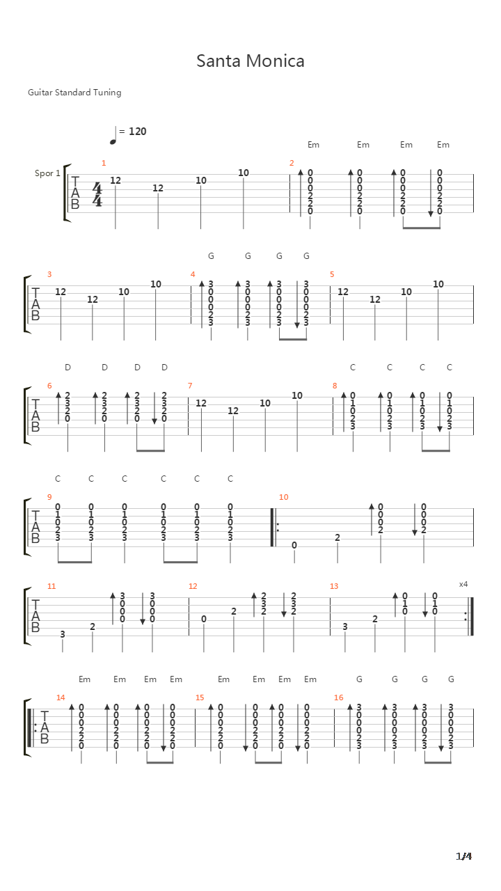 Santa Monica吉他谱