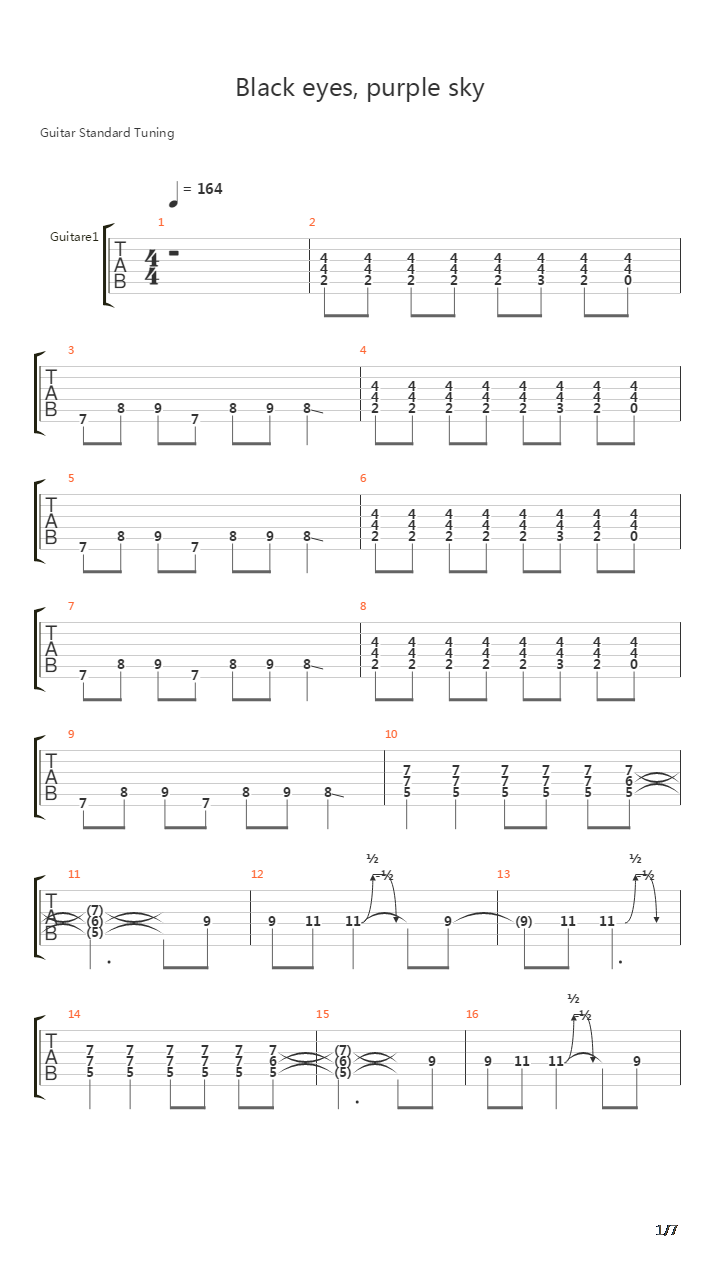 Black Eyes, Purple Sky吉他谱