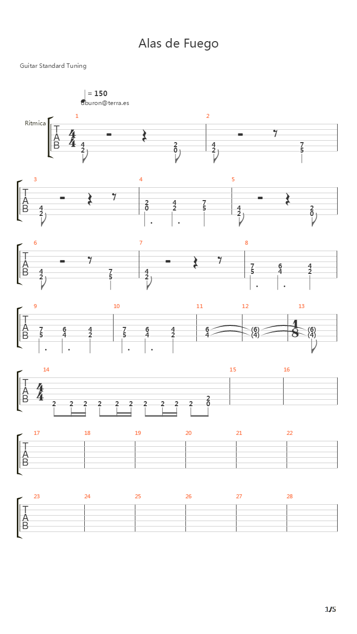 Alas de Fuego吉他谱