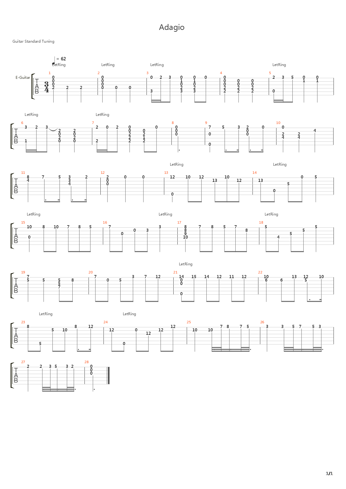Adagio (Guitar)吉他谱