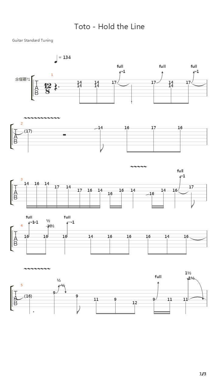 Hold the Line (Solo Played by David Escobar)吉他谱