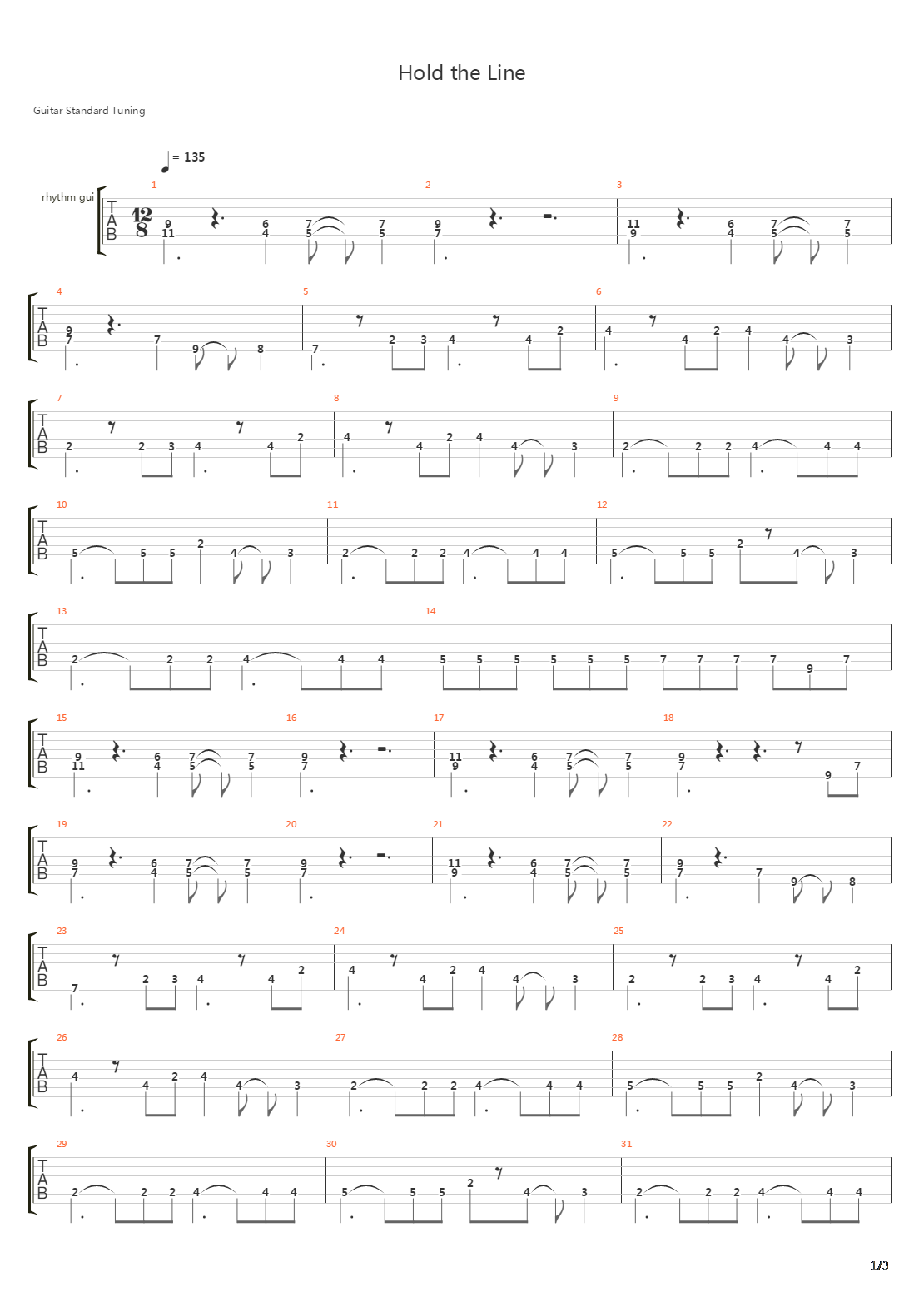 Hold the Line吉他谱