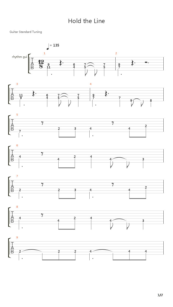 Hold the Line吉他谱