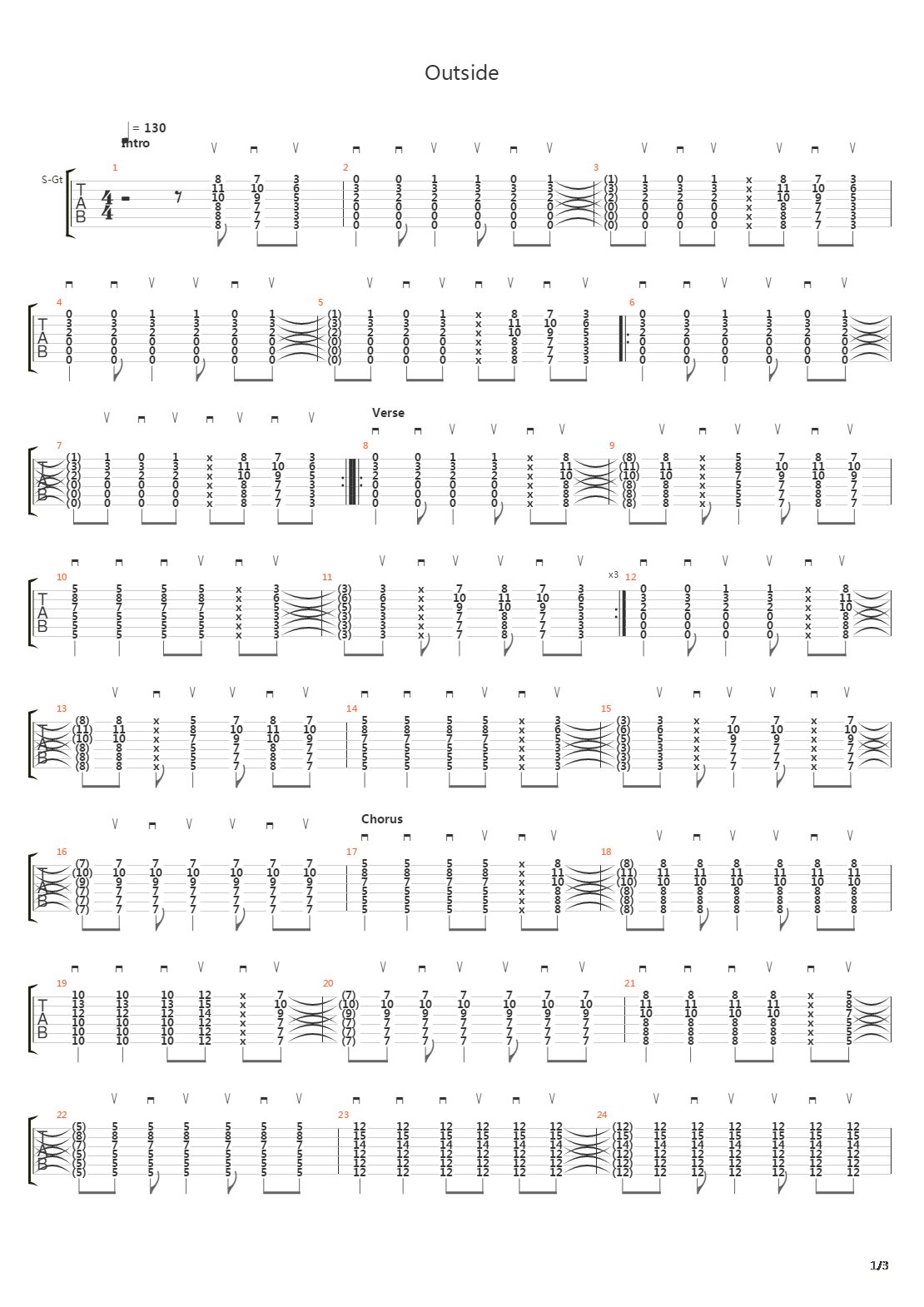 Outside吉他谱