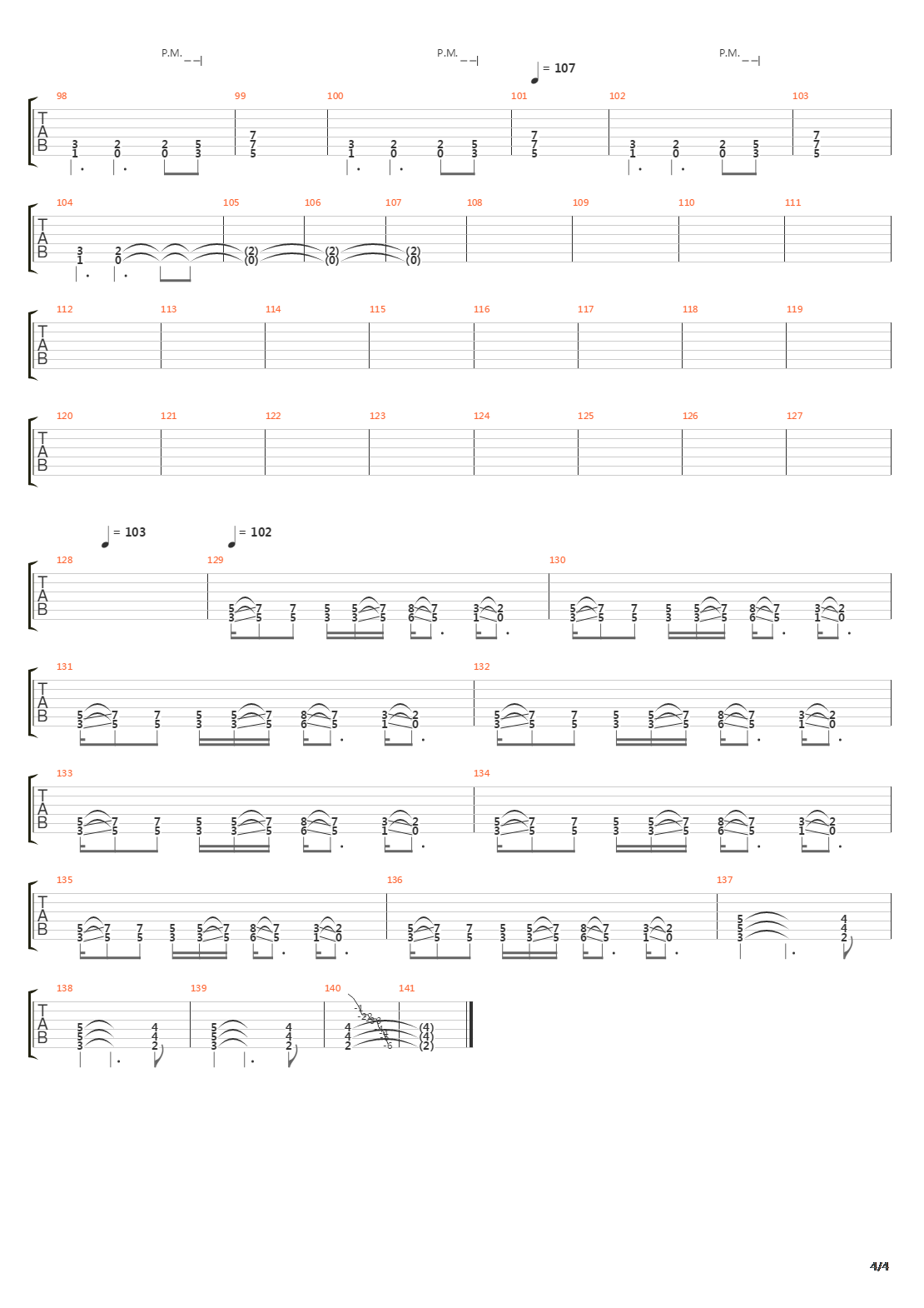 Метро吉他谱