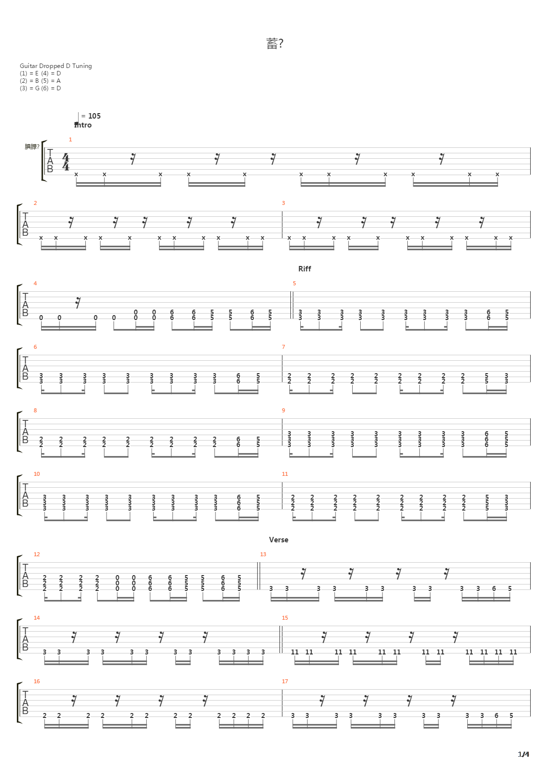 Рок吉他谱