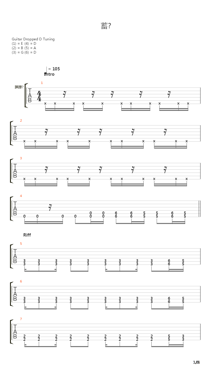Рок吉他谱