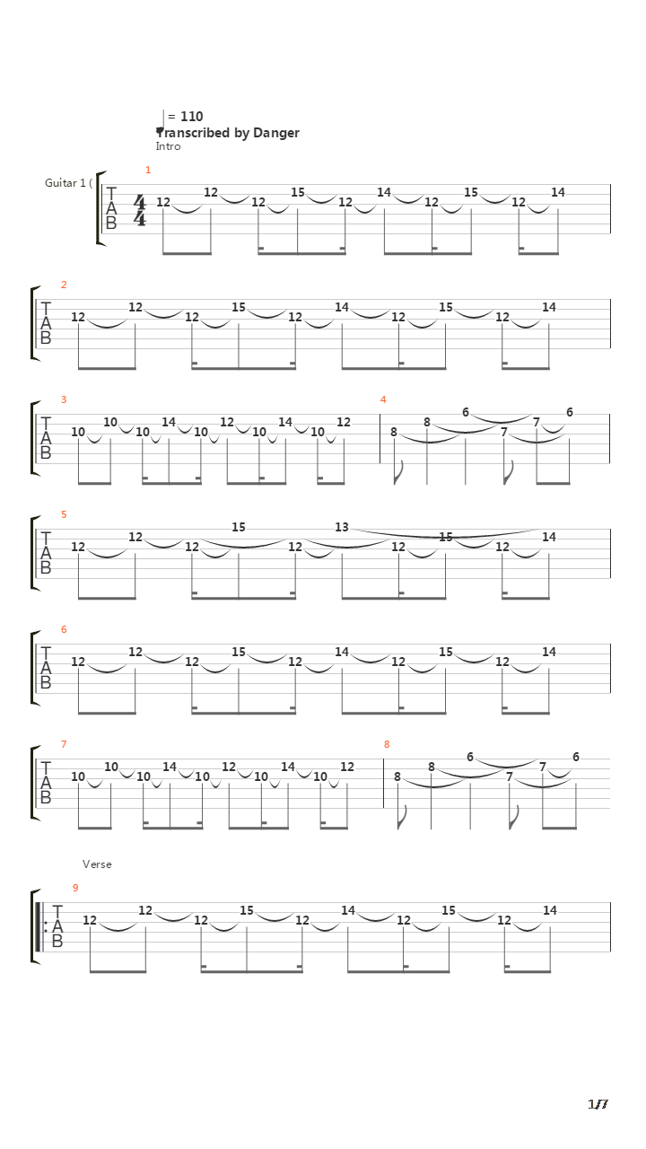 Черта吉他谱