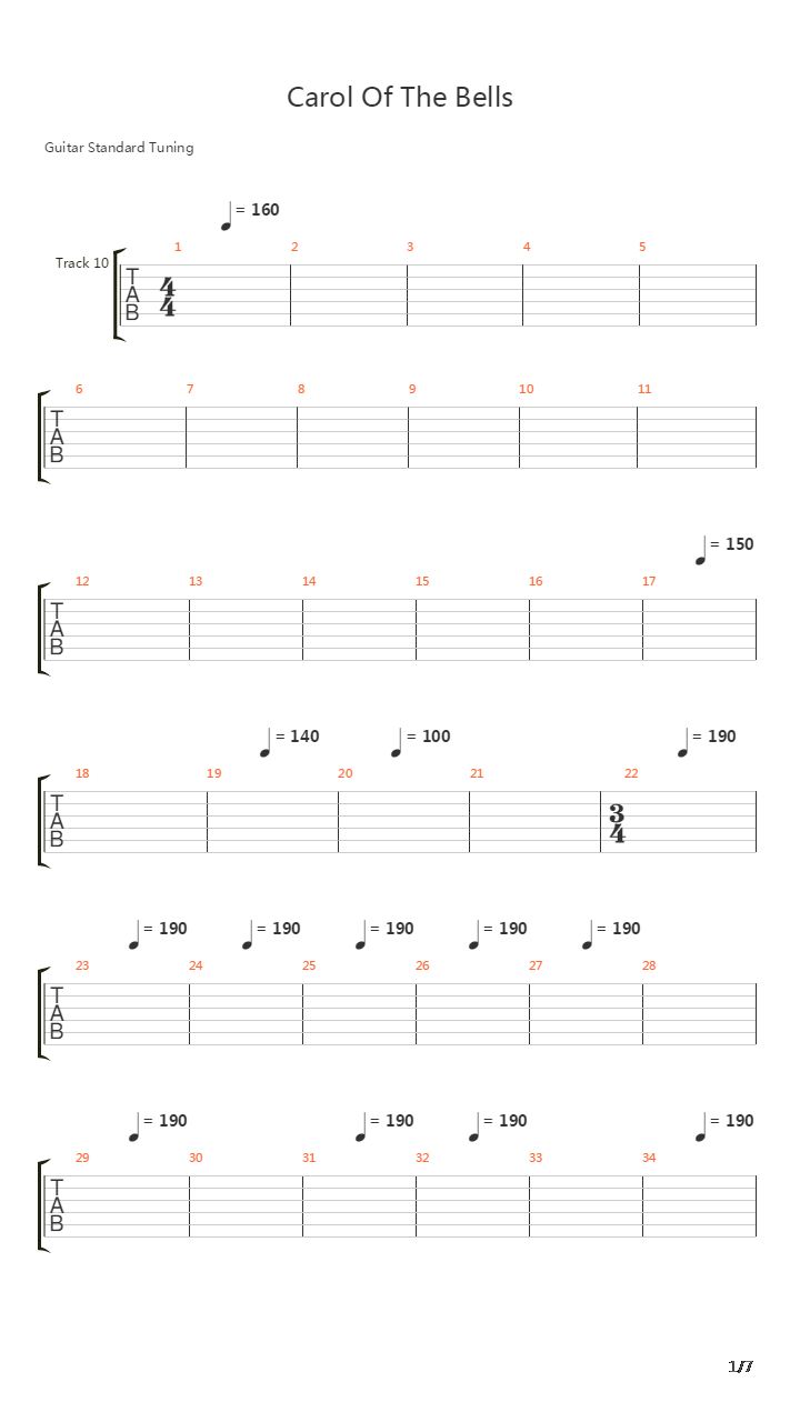 Carol Of The Bells吉他谱