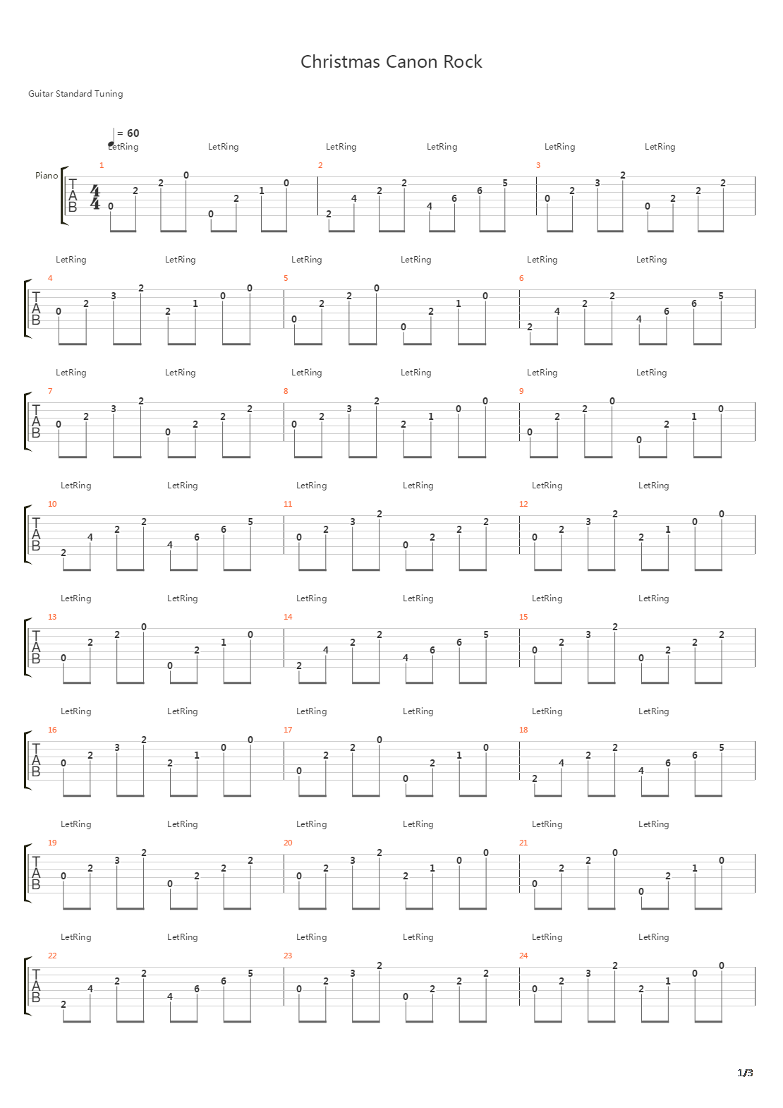 Christmas Canon Rock吉他谱