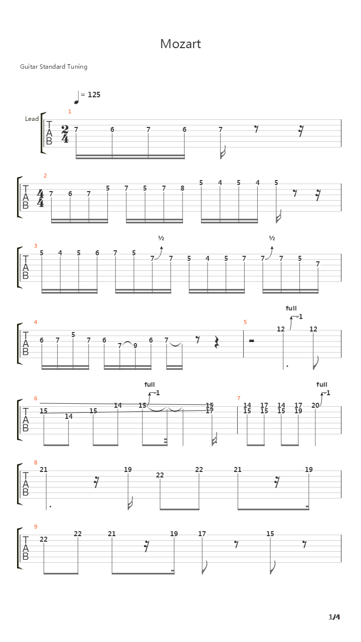 Mozart吉他谱