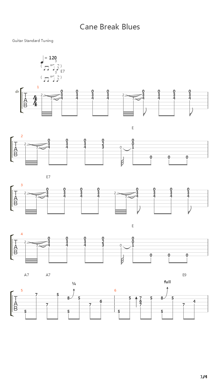 Cane Break Blues吉他谱