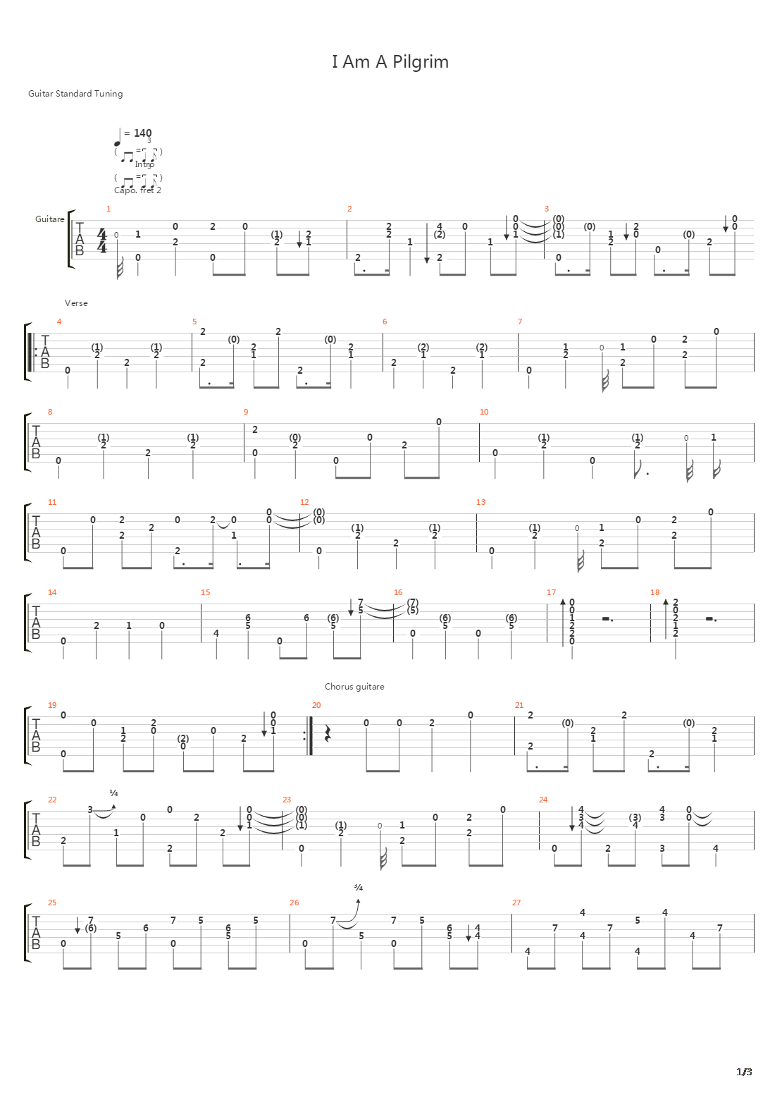 I Am A Pilgrim吉他谱