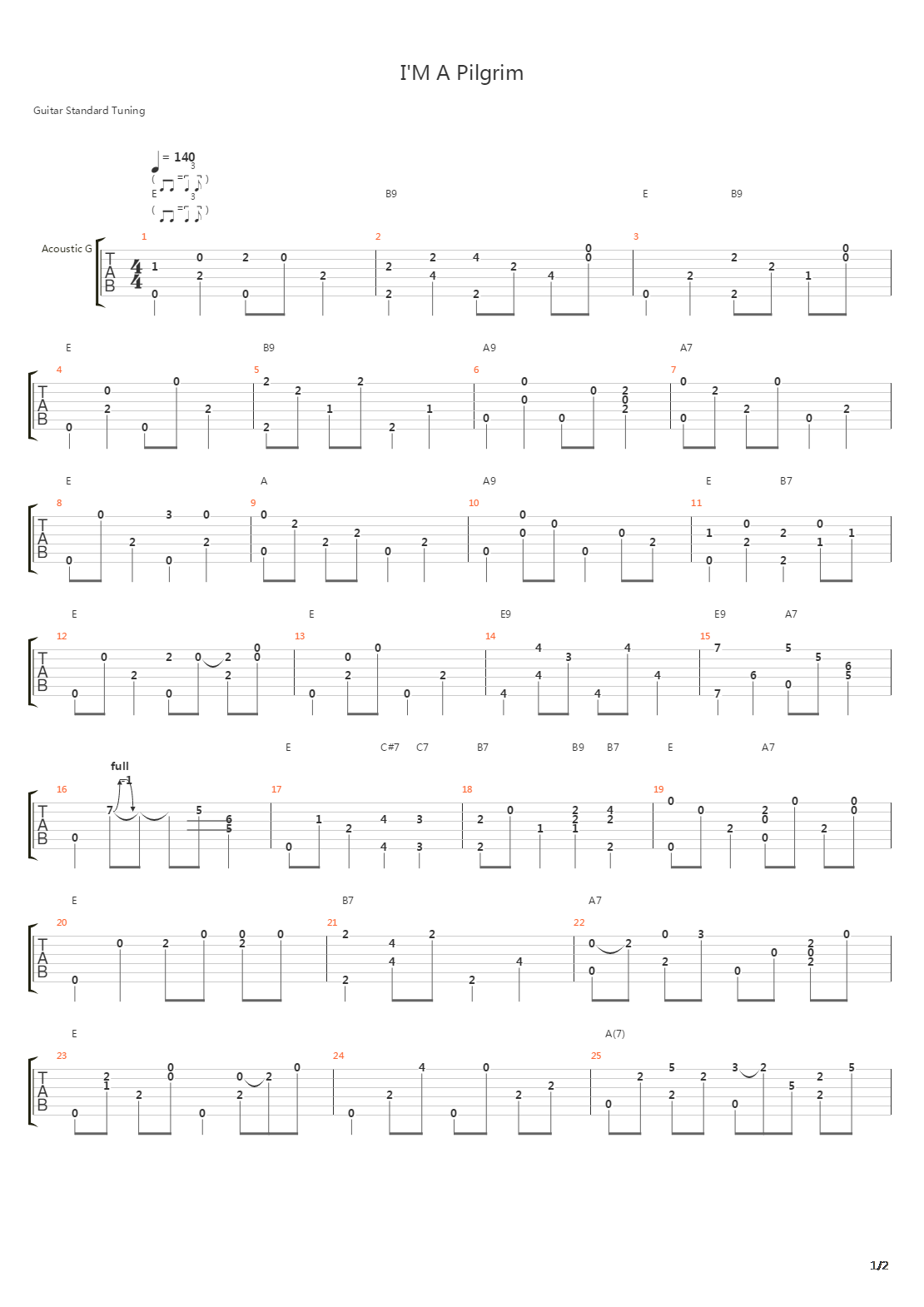 I'M A Pilgrim吉他谱