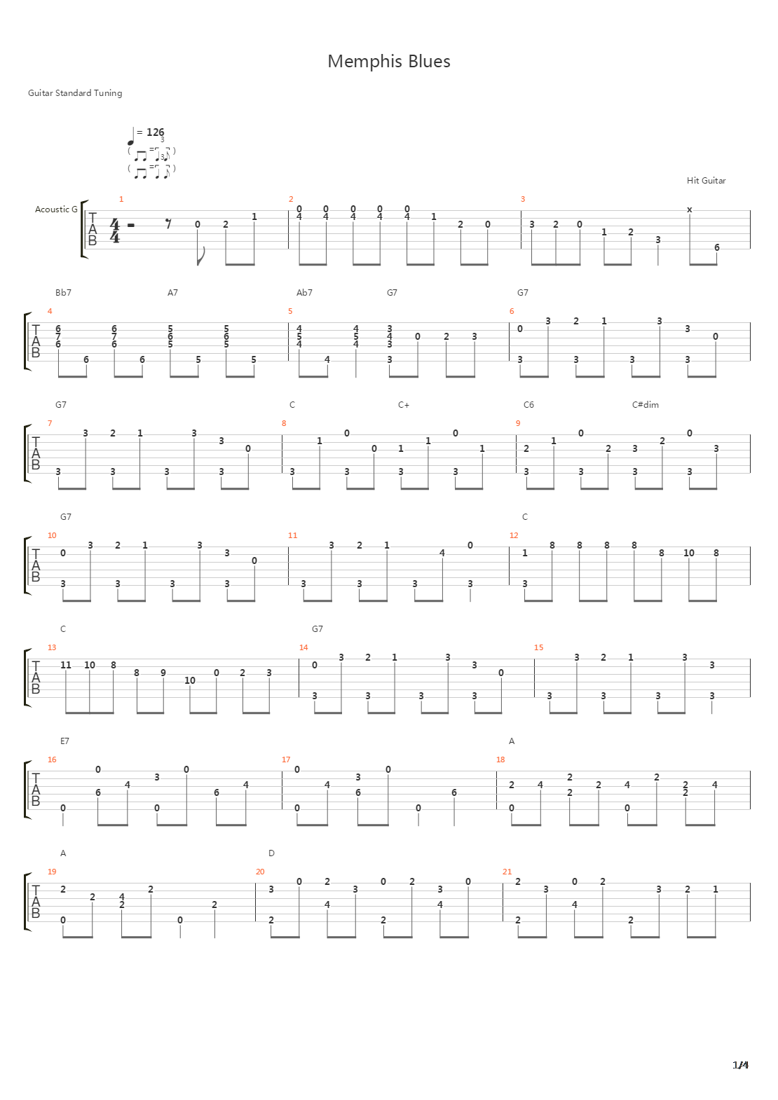 Memphis Blues吉他谱