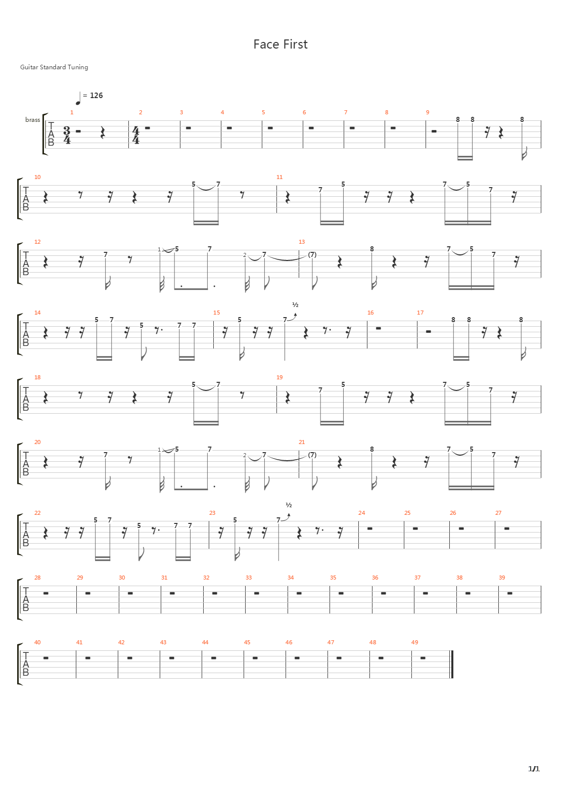 Face First吉他谱
