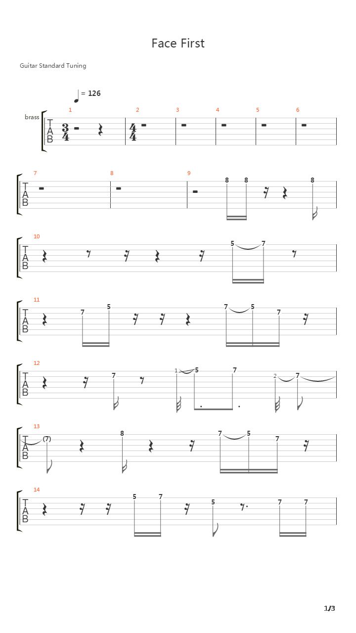 Face First吉他谱