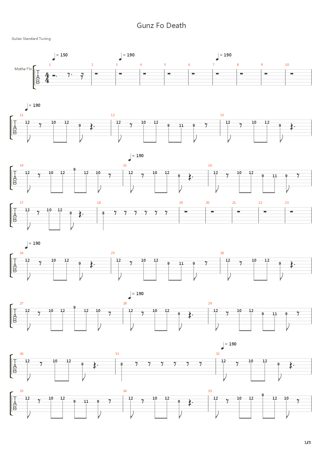 Gunz Fo Death吉他谱