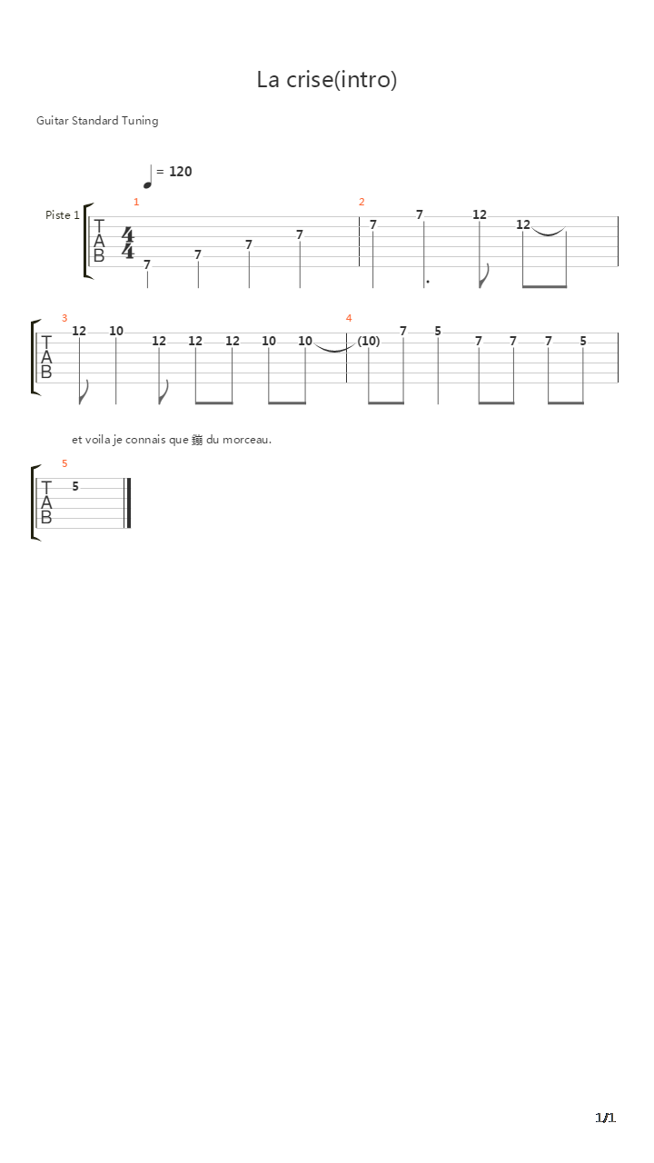 La crise(intro)吉他谱