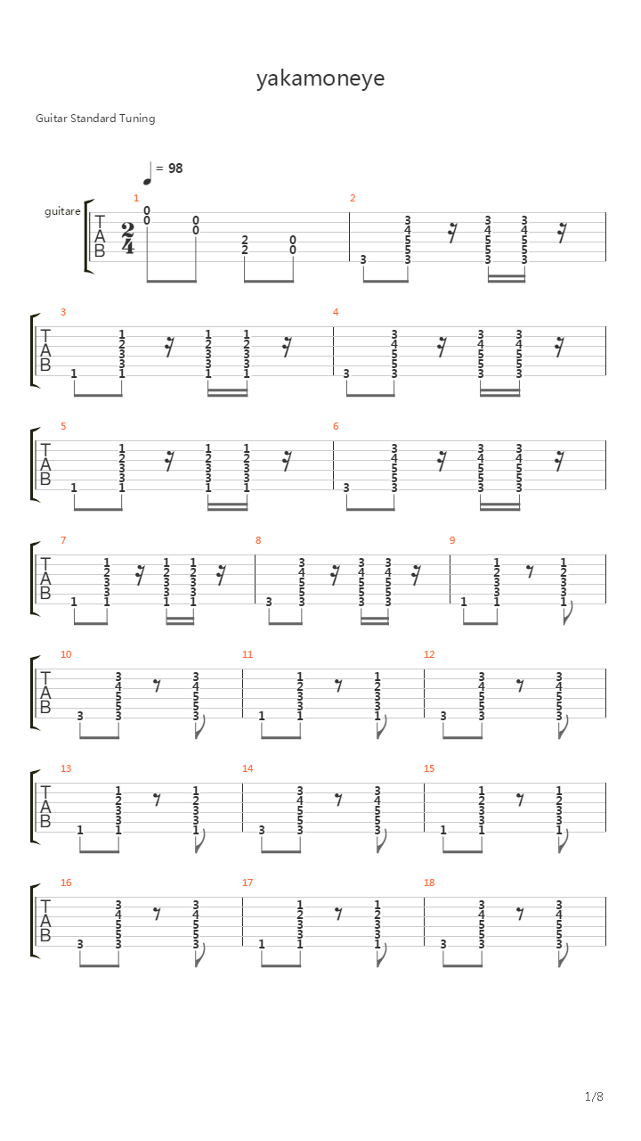 Yakamoneye吉他谱