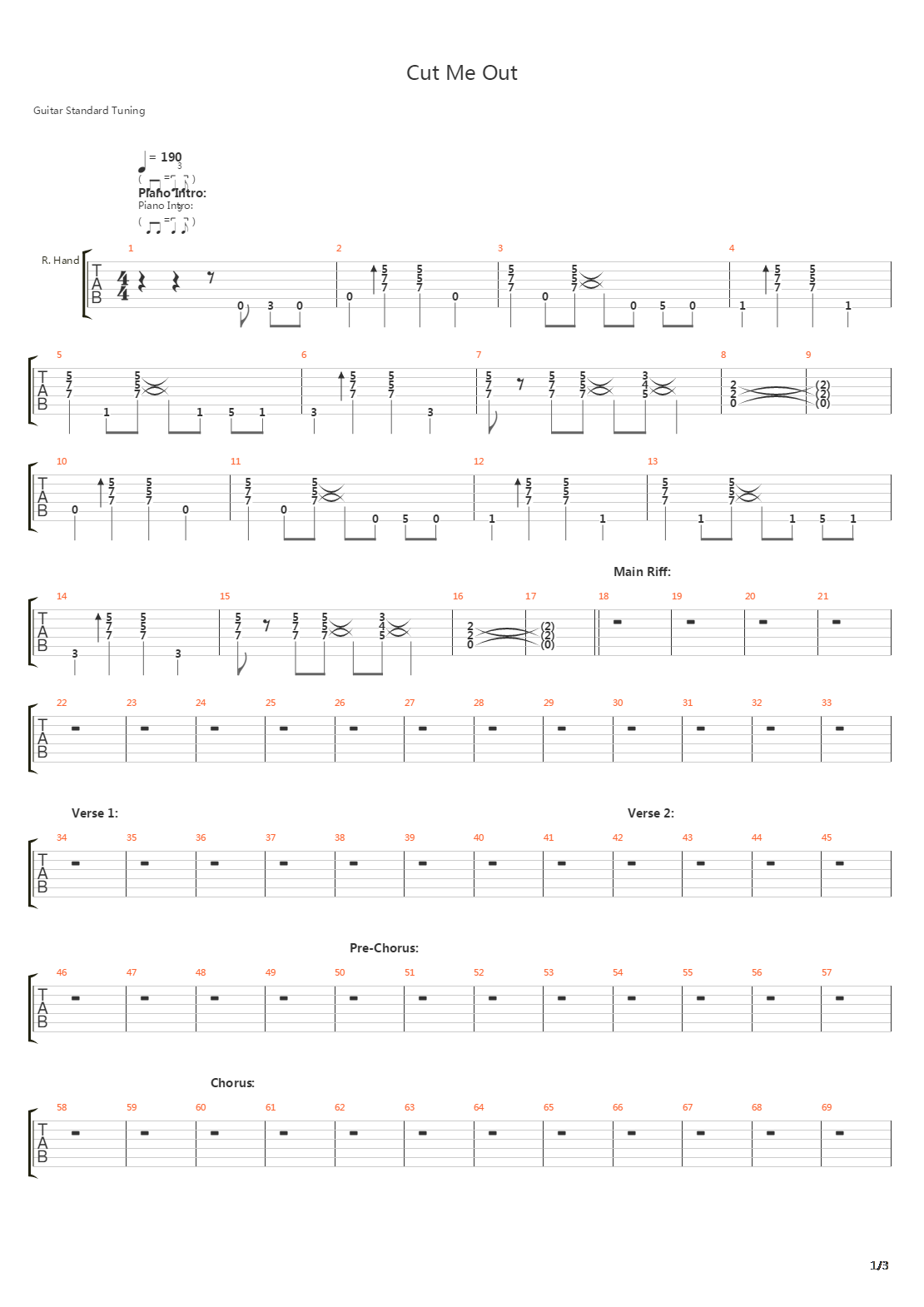 Cut Me Out吉他谱