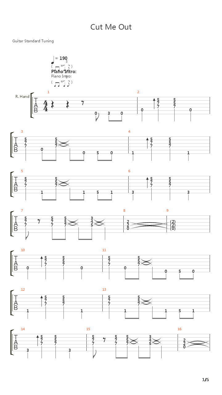 Cut Me Out吉他谱