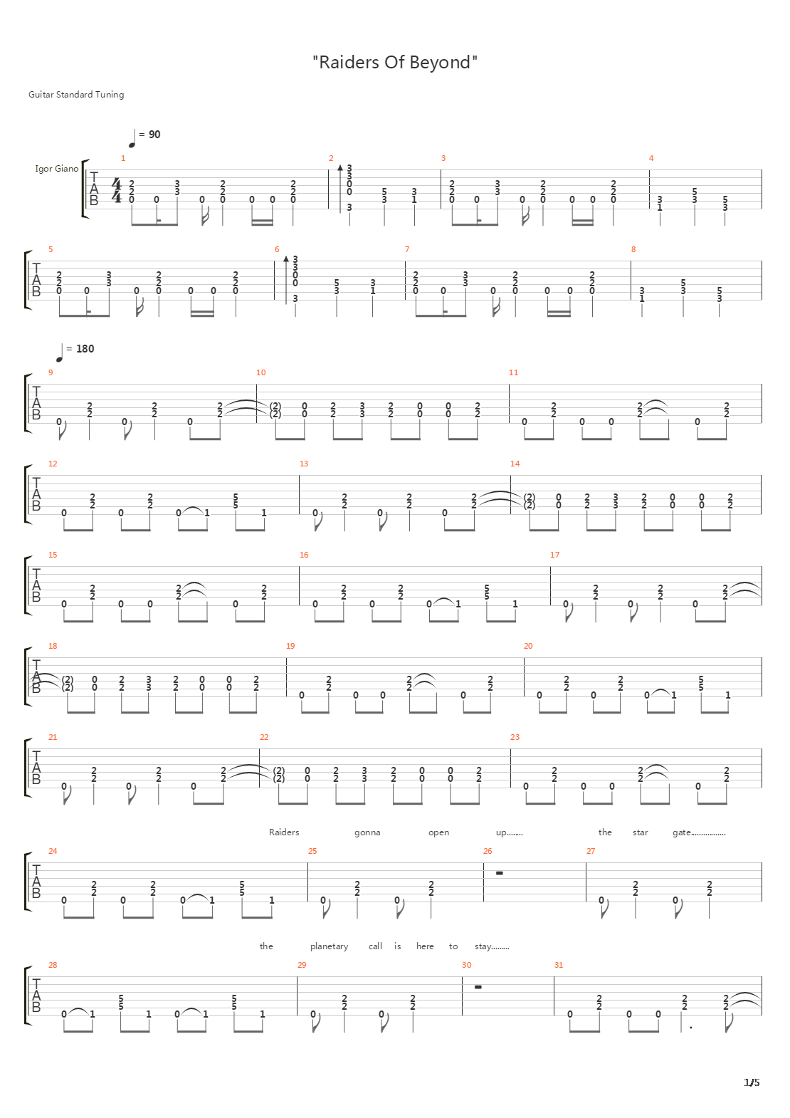 Raiders Of Beyond吉他谱