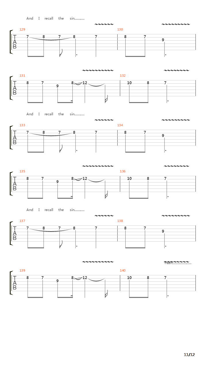 Recall The Sin吉他谱