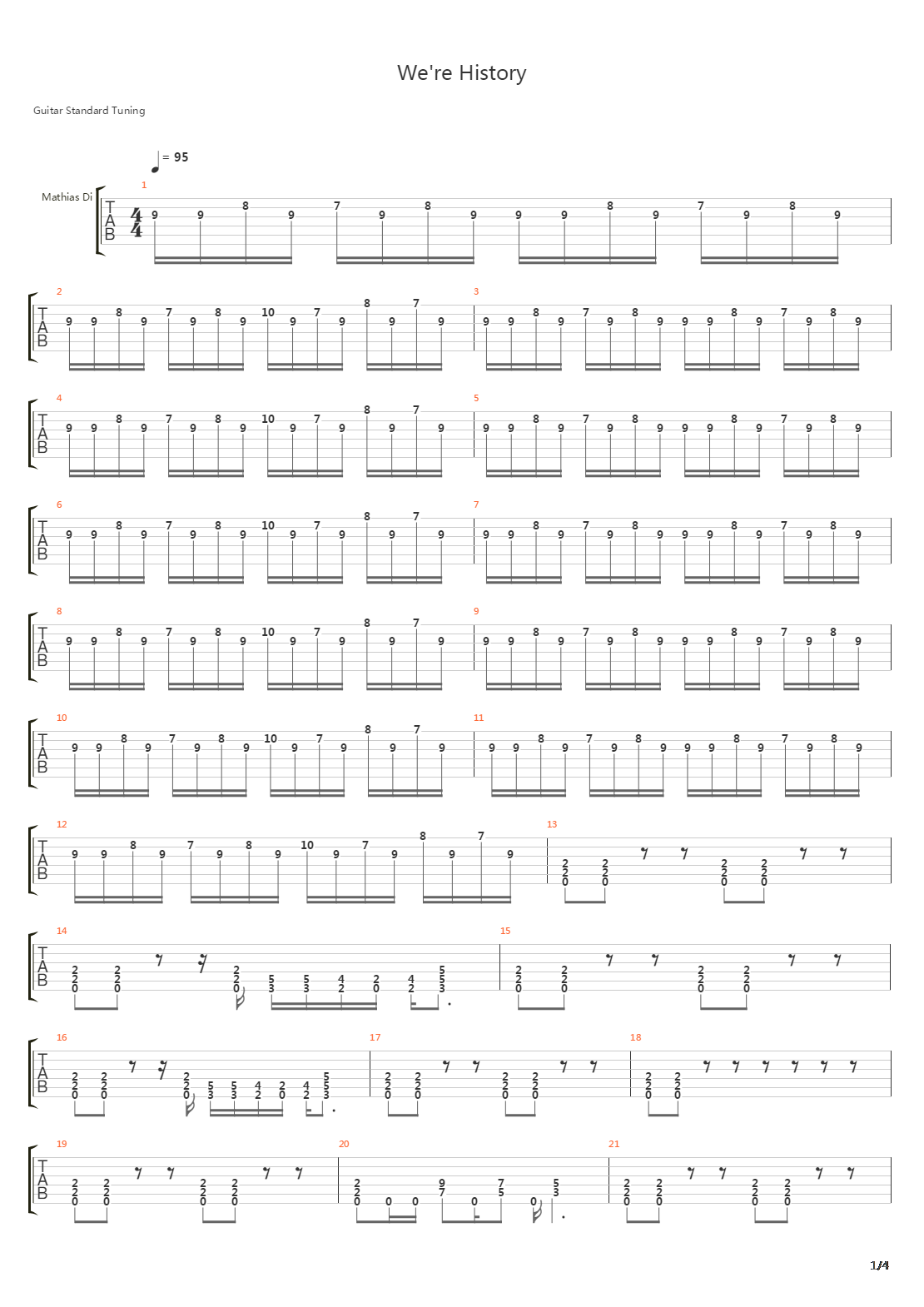 We're History吉他谱