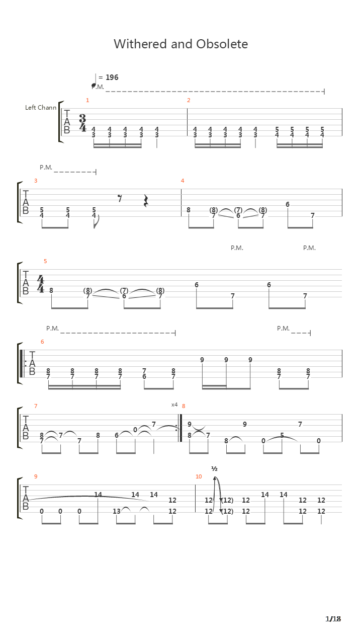 Withered And Obsolete吉他谱