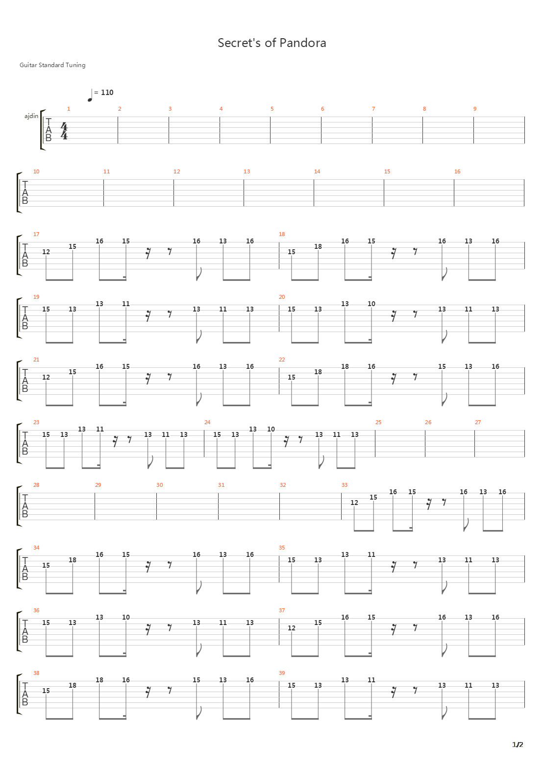 Secret's Of Pandora吉他谱