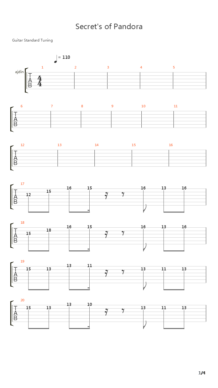 Secret's Of Pandora吉他谱