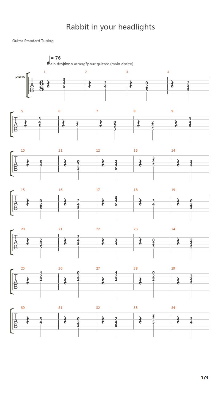 Rabbit In Your Headlights吉他谱